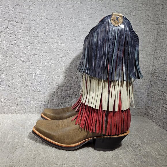Twisted X Red White Blue Leather Veterans War Fringe Boot Womens Size 6, 7.5,8.5 - Picture 6 of 12